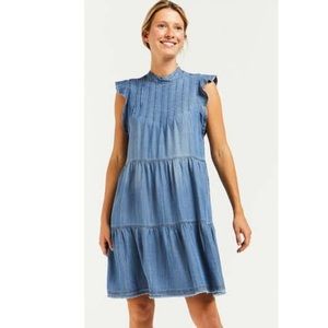 Velvet Heart Shelly Venice Sky Sleeveless Tiered Babydoll Dress sz Lg